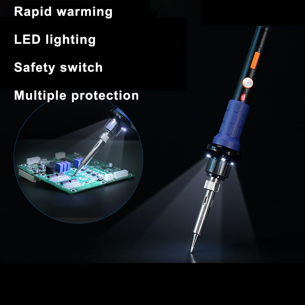 Treedix 60W 13 in 1 Soldering Iron Kit with with 3 LED Light Portable Soldering Gun Welding Tool 5 pcs Solder Tips for Metal,Jewelry,Electric Repair