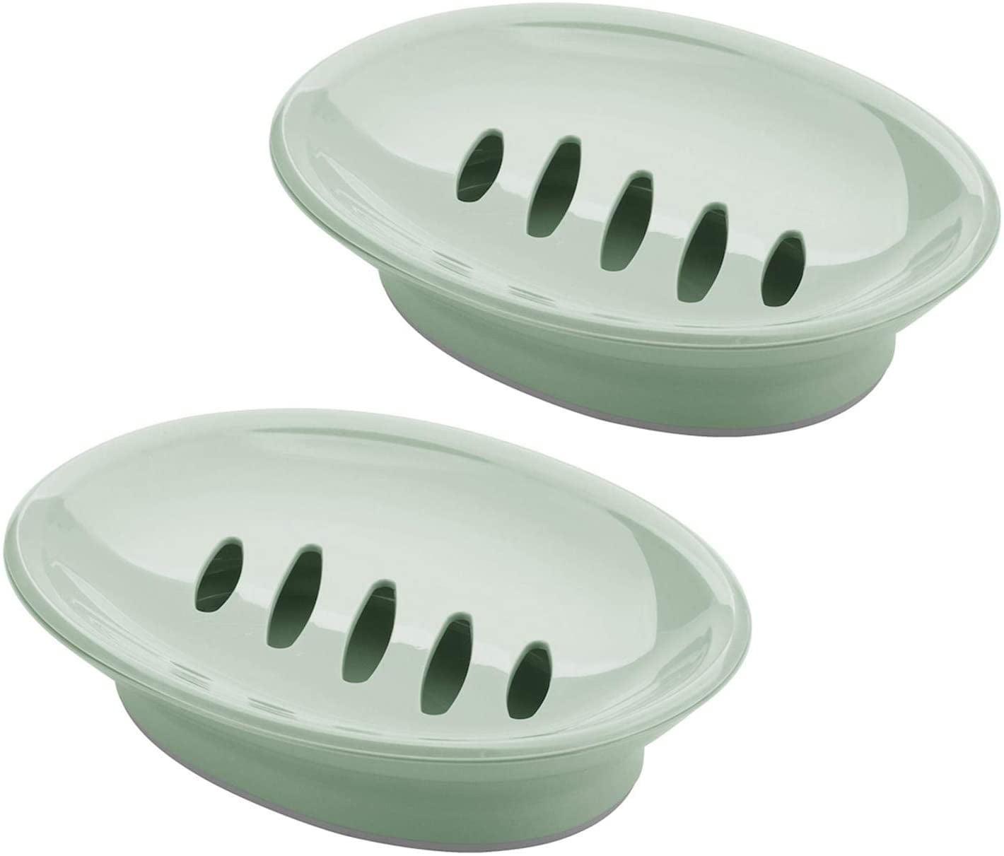 2 x Plastic Oval Soap Box Dish Holder Bathroom Toilet 