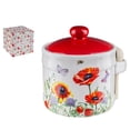 thumbnail image 2 of STP GOODS Poppies Ceramic Honey Jar with Lid and Wooden Spoon 16.9 fl oz (500 ml) Honey Pot Storage Jar Storage Container for Home Kitchen, Red and White, 2 of 2