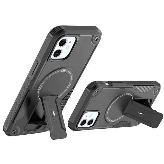 For Apple iPhone 16 (6.1") Case with Invisible Kickstand Compatible with MagSafe, Military-Grade Protection Shockproof Heavy Duty Cover ,Xpm Phone Case [ Black ]