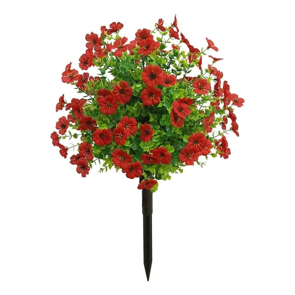 Boules de Bois Artificielles Topiaire Arbres avec Fleurs – 24 Pouces Fausse Verdure Résistante aux UV pour Décoration Extérieure et Intérieure (Rouge)