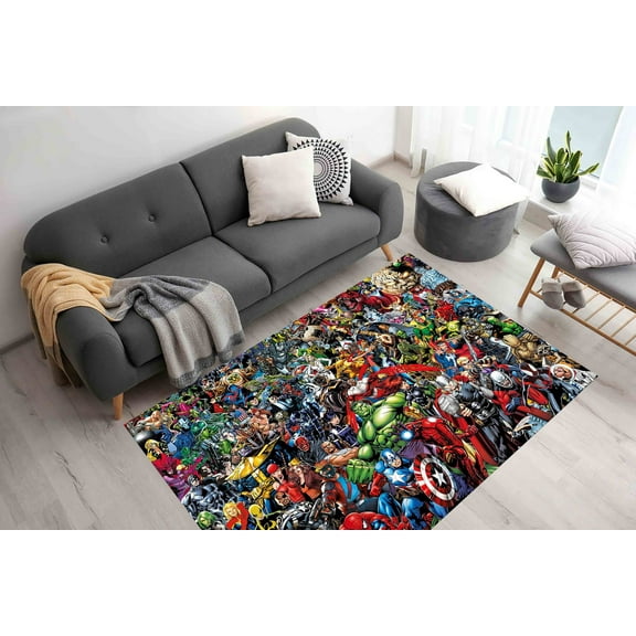Game Room Rugs, Nursery Rugs, Stair Rug, Super Heros Rug, Home Decor Rug, Printed Heroes Rugs, Kids Room Rug, Anti-Slip Carpet Rug, Large Rug, 1.7'x2.3' - 50x70 cm