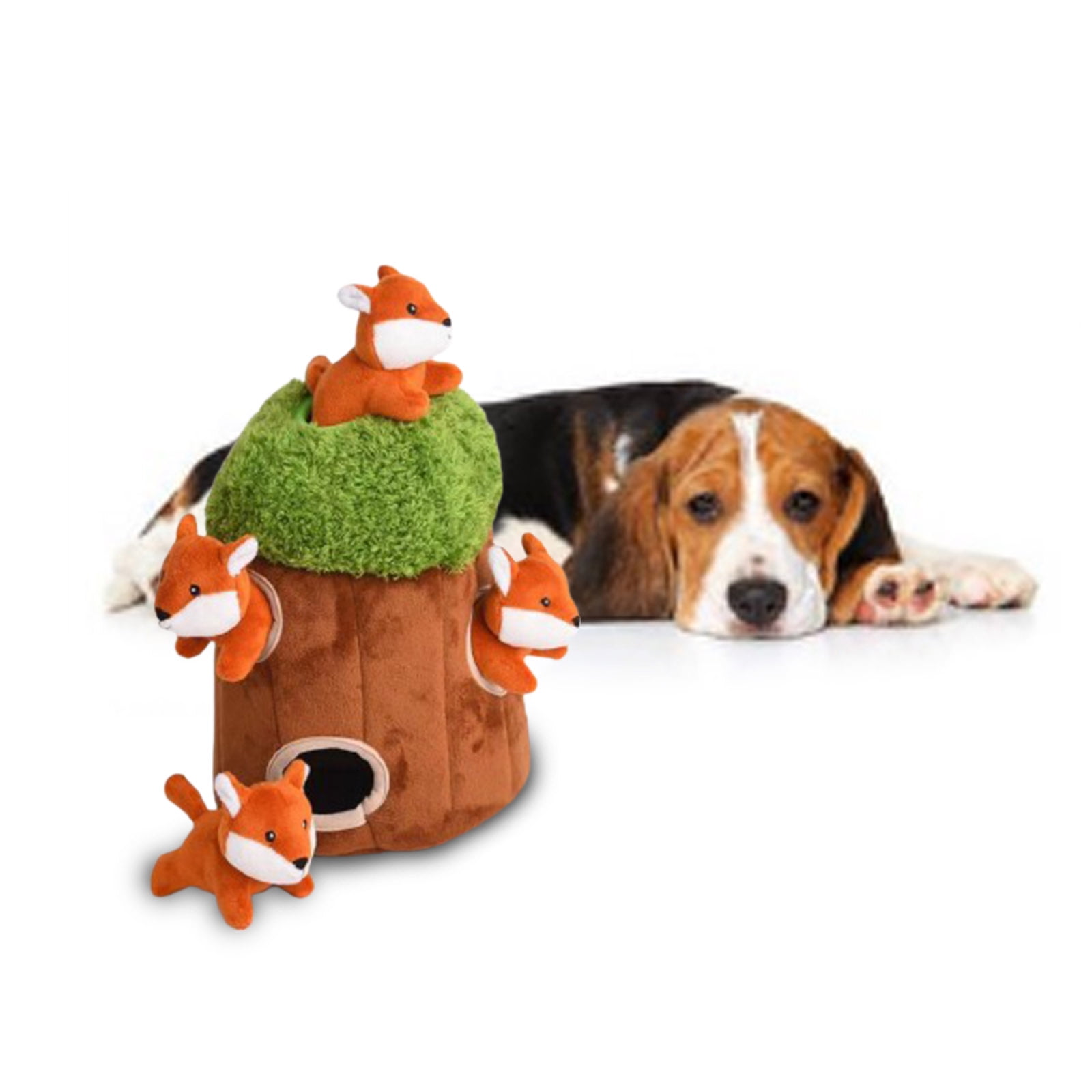 ZPAQI 5 Pieces Plush Dog Toy Hide Seek Burrow Interactive Squeak Puppy Puzzle Toys