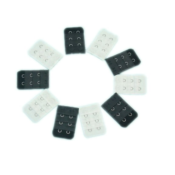 WHAMVOX 10pcs Ladies Women Elastic Bra Lingerie Extenders 2-Hooks 3 Rows Extension Straps (Black White)