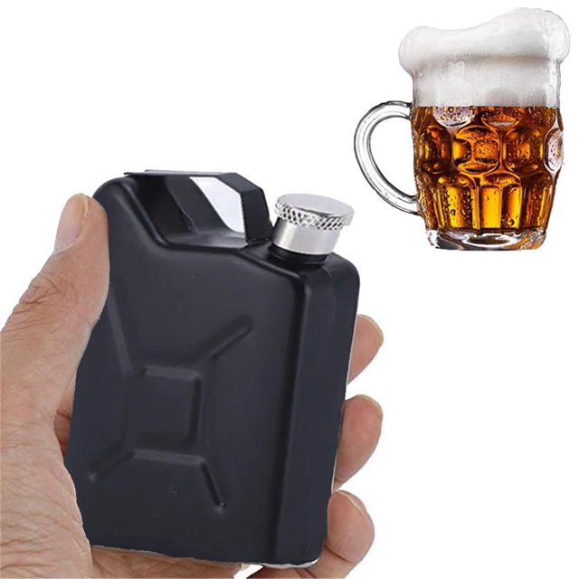 Tignapoo Compact Stainless Steel Flask for Outdoor Adventures, 5oz (146ml) Capacity, Durable & Rustproof, Ideal for Whiskey, Wine, or Alcohol, Perfect Gift for Camping, Fishing, or Parties, Black