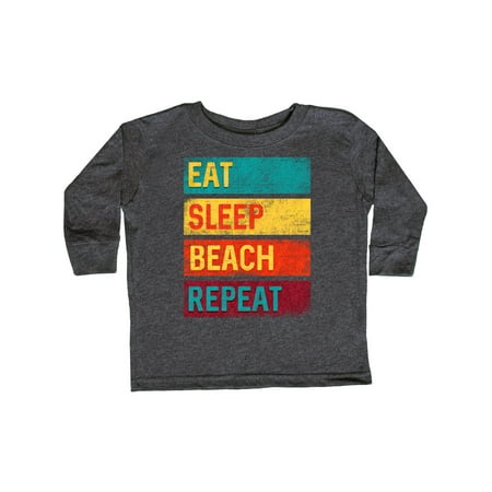 

Inktastic Eat Sleep Beach Repeat Gift Toddler Boy or Toddler Girl Long Sleeve T-Shirt