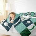 thumbnail image 5 of Homewish Golf Sport Game Queen Comforter Set,Patchwork Geometric Checkered Bedding Sets,Green White Bedding Comforter Set For Boys Kids,Luxury Bedroom Decor Reversible,3 Pieces, 5 of 9