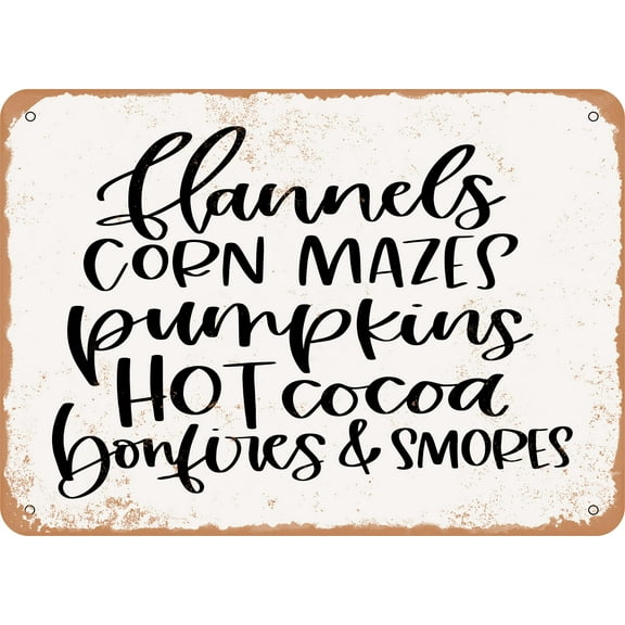 7 x 10 METAL SIGN - Flannels Corn Mazes - Vintage Rusty Look