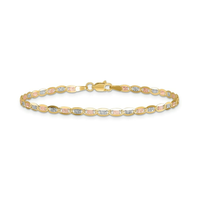 Auriga 14K Tri-Color Gold Valentino Chain Bracelet, Open