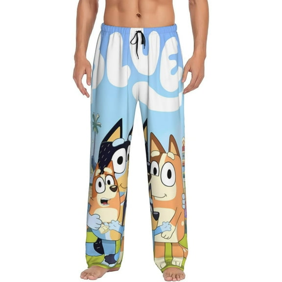 Silaia Bluey Print Mens Pajama Pants,Sleep & Lounge Pants, Men's Pajama Bottoms,PJ Bottoms with Pockets and Drawstring/Elastic Waist-Small