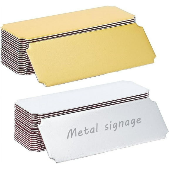 40Pcs 2 Colors Engraved Metal Plaque 3x1 Inch Name Plates Engraved Personalized Plaque Blank Plaques Personalized Engraved Blank Custom Name Tag Frame Name Label for Door Frames DIY
