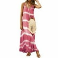 thumbnail image 2 of Robe Maxi à Col en V Vêtements d'Été à Rayures Sans Manches Ample Grande Taille Robe Robe, Rose, P, 2 of 5