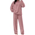 thumbnail image 2 of CozeLy Loose Comfy Fleece Pajamas for Women Warm Fuzzy Winter Cozy Set Plush Loungewear Adult Sleepwear Soft, 2 of 6