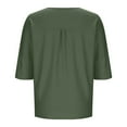 thumbnail image 5 of Fesfesfes Women's Trendy Tee Summer Half-Batwing Sleeves Solid Color Crew Neck Tops Home Daily Wearing Curved Hem with Side Slits T-shirt(Army Green,XL), 5 of 8