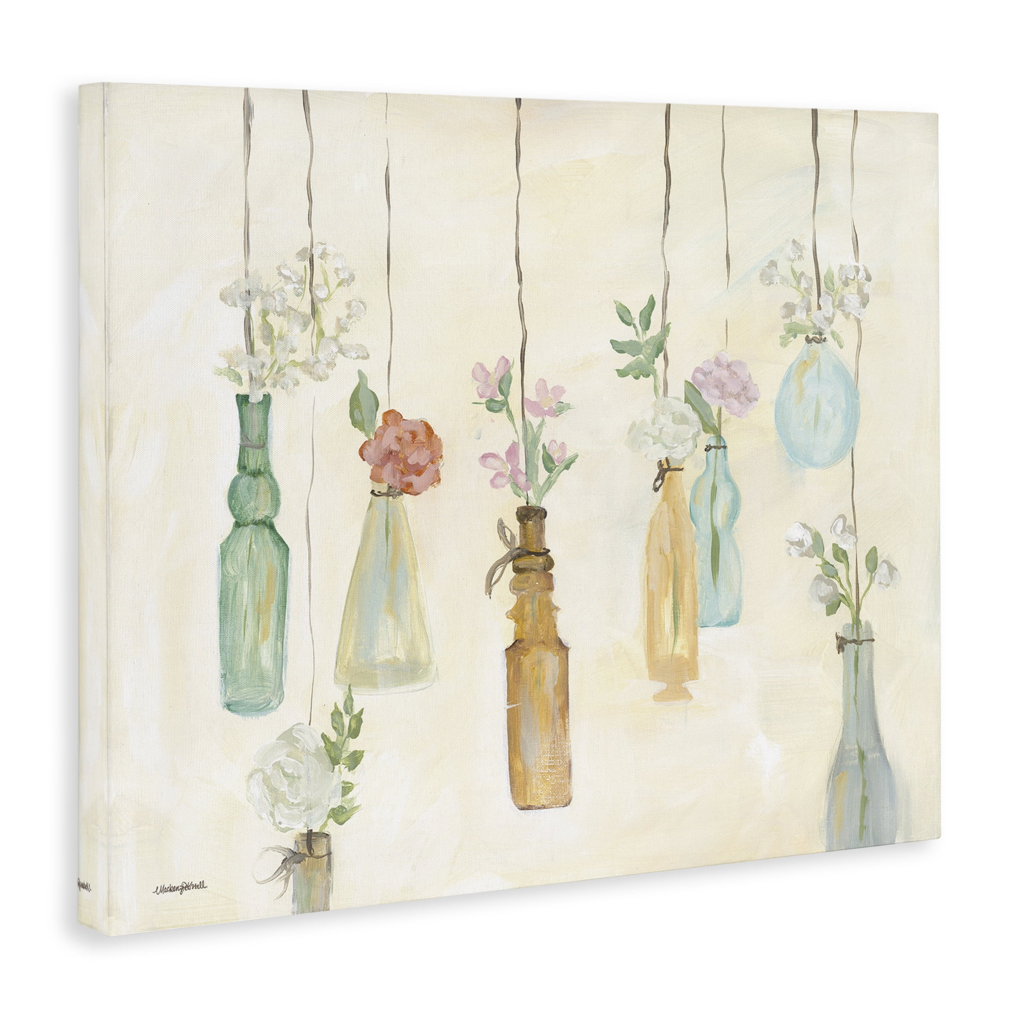 Stupell Industries Hanging Floral Bottles Botanical & Floral Painting Gallery Wrapped Canvas Art Print Wall Art, 30 x 24
