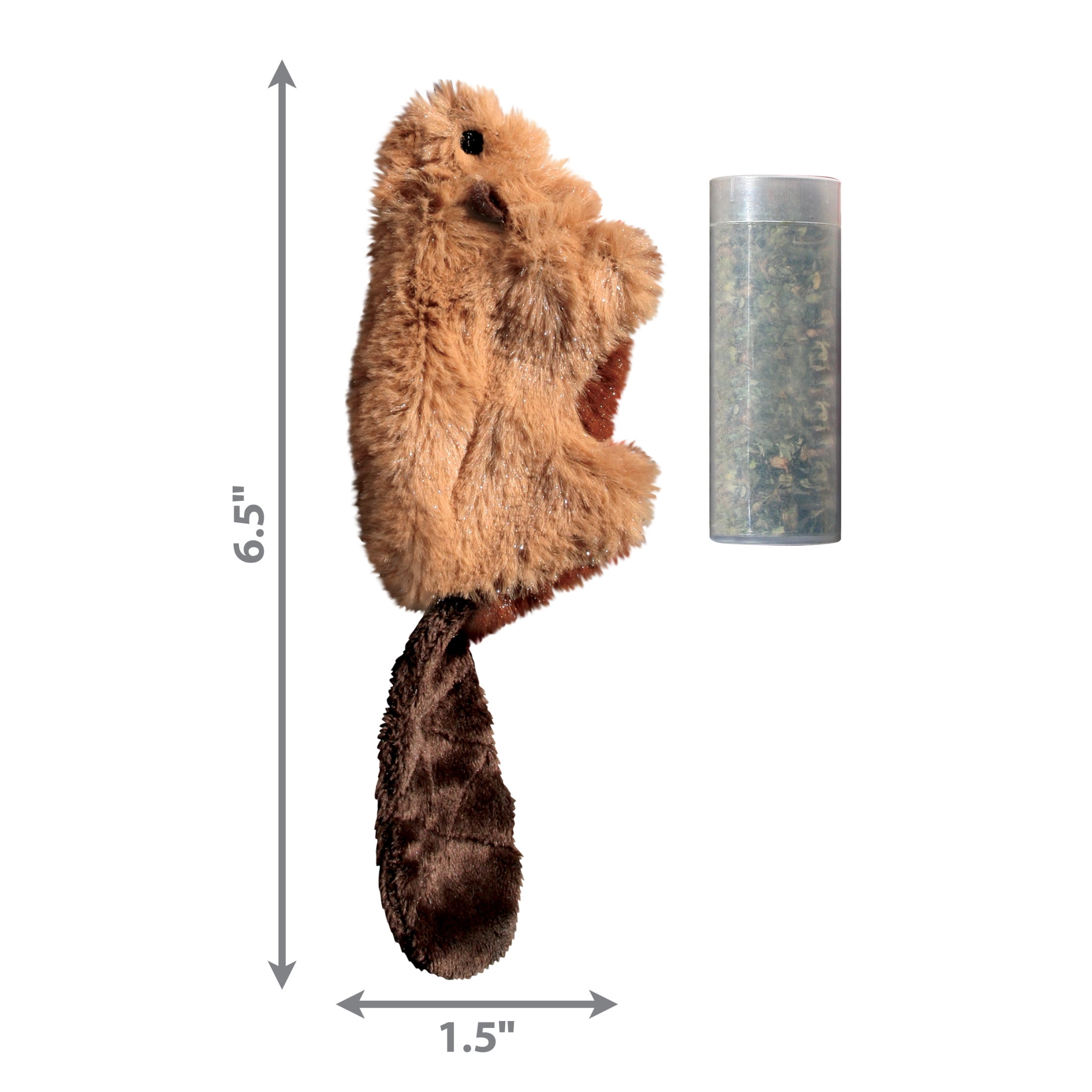 KONG Refillable and Washable Catnip Plush Cat Toy, Beaver