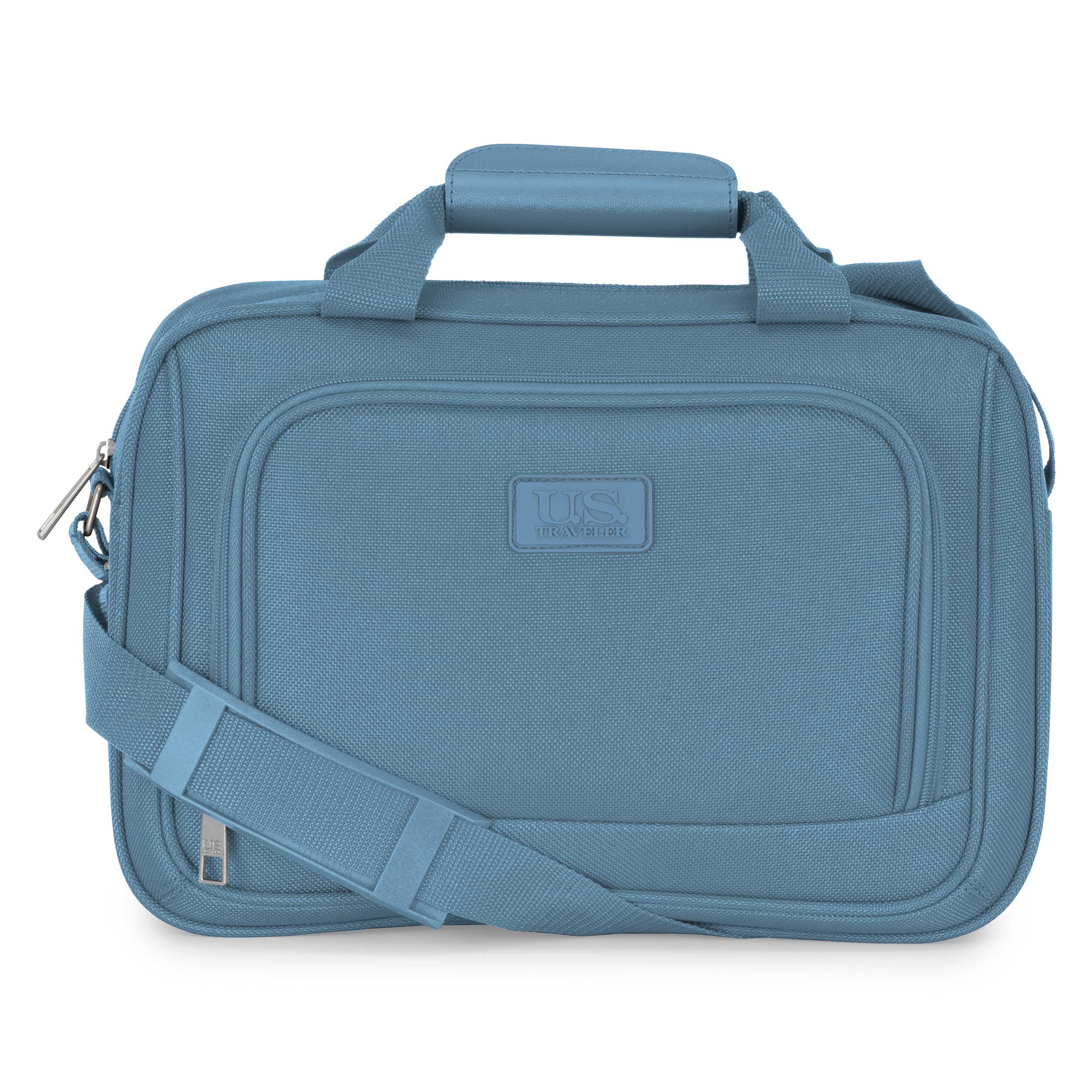 U.S. Traveler Rio 2-Piece Expandable Softside Carry-on Luggage Set - Spinner Wheels, TSA-Approved, Tote Bag, Lightweight Travel Suitcase, Light Blue (22/14)