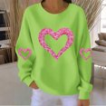 thumbnail image 1 of Ounisa Chandails à Manches Longues pour Femmes Col Ras du Cou T-Shirts de la Saint-Valentin T-Shirts Imprimés Cœur d'Amour Hauts Tee à la Mode Décontractés Amples, 1 of 4
