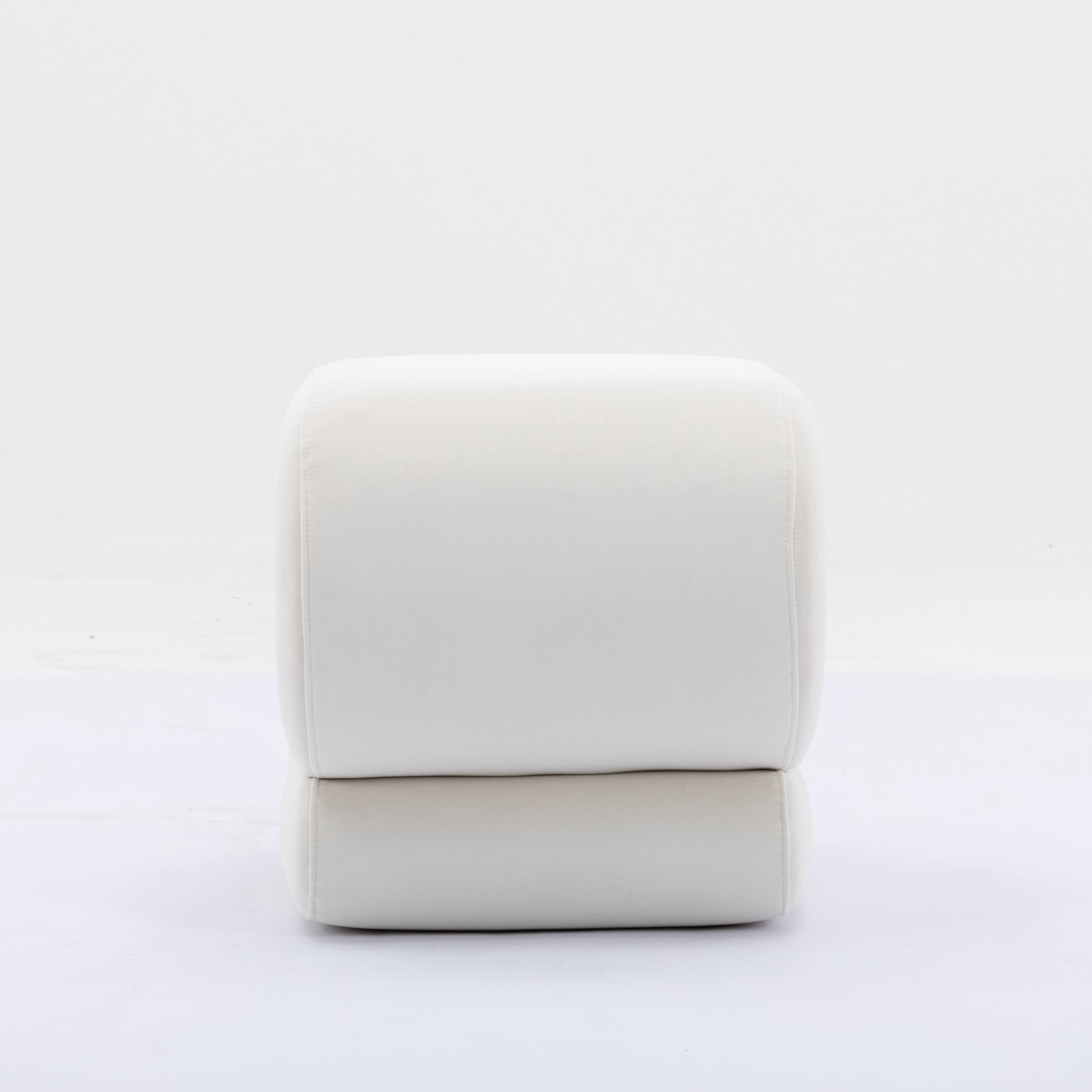 Noble House Rache 19" S-Shape Velvet Accent Ottoman, Plush Makeup Footrest Table Stool with Foam, White