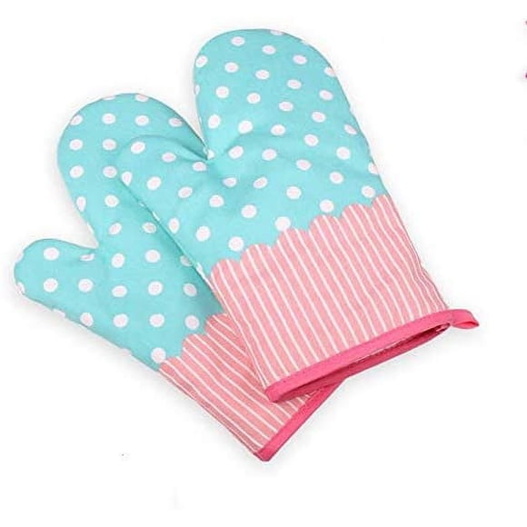 Zhuge 1 par de guantes de cocina resistentes al calor con forro de algodón acolchado, juego de guantes de cocina resistentes al calor, guantes de cocina resistentes al fuego para cocinar (6, 10,63)