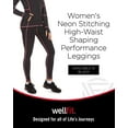thumbnail image 2 of Wellfit Women's Neon Stitching High-Waist Performance Shaping Leggings, S, Black, 2 of 9