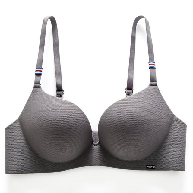 Wuffmeow Women‘s Solid Color Gathering Bra Thin Section No Steel Ring Seamless Bra