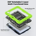 thumbnail image 2 of 3 Layer Multi-Functional Case for iPad Air 13 2024, for Kids Heavy Duty Protective Case with Screen Protector & Stylus Holder & 360 Rotating Stand and Hand/Shoulder Strap Cover - Green, 2 of 9