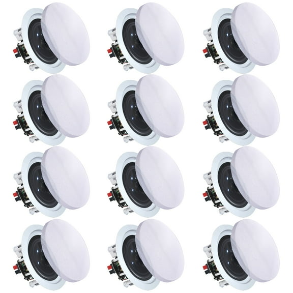Vaiyer 5.25 Inch 2-Way In-Ceiling Speakers Set of 12 Black 175W 8 Ohm