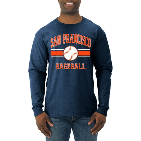 Wild Bobby City of San Francisco Baseball Fantasy Fan Sports Men's Long Sleeve T-Shirt, Vintage Heather Navy, Medium