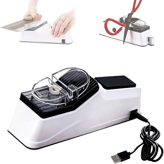 Electric Knife Sharpener Professional,USB Electric Double Sided Knife Sharpener,Quick Sharpening & Polishing for Kitchen at Home