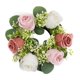 thumbnail image 5 of Anillo de vela floral artificial, corona de vela, corona de rosas pequeñas, anillo de vela de flor sintética, portavelas para cena fiesta en casa Rosa oscuro y claro., 5 of 8