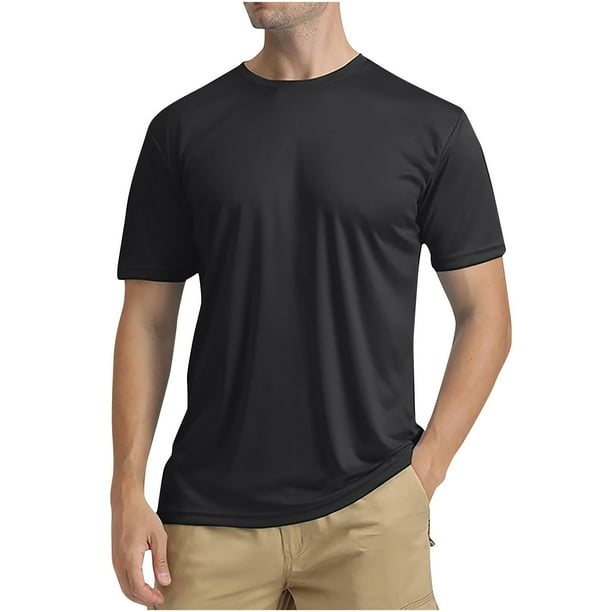 pstuiky Camisa de manga corta para hombre, Camisas de manga corta de color sólido y transpirables con protector solar de verano para hombre. camisetas de hombre m
