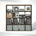 thumbnail image 4 of Furinno CUBICLE Vintage Vinyl Record Media Storage Organizer 16-Cube Amber Pine, 4 of 5