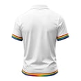 thumbnail image 5 of Men's Rainbow Pride Polo Shirt with Liberty Statue Graphic and Button Placket Featuring Colorful Trim for Pride Month Parades LGBTQ+ Events Summer Parties or Daily Wear White M, 5 of 5