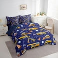 thumbnail image 3 of Homewish Excavator Theme 7pcs Bedding Comforter Set,Construction Vehicles Queen Bedding Sets,Blue Deepblue Queen Sheet Sets For Boys Kids,Ultra Soft Home Decor Reversible, 3 of 8