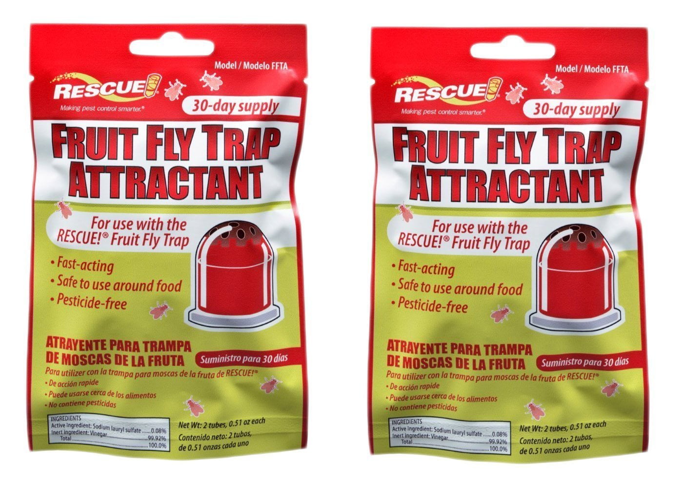 Fruit Fly Traps & Refill Sachets Twin Pack Non Toxic Chemical Free Fly Traps