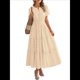 thumbnail image 1 of Vestido Bohemio Informal de Verano para Mujer, Ligero, de Corta, Cuello en V, Cintura Elástica y Bolsillos. Albaricoque S, 1 of 8