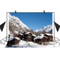 thumbnail image 1 of EREHome Polyester Fabric 7x5ft Manor Building Backdrop Snow Covered Mountain House Road Picture Studio Props Party Business Using Photography Video Background, 1 of 2