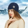 thumbnail image 2 of iHPH7 Skull Hat Skull Cap Beanie Winter Hats for Women Knitted Beanie Wool Hat Beenies Hats Slouchy Beanie Navy One Size, 2 of 5