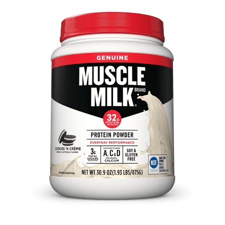 Muscle Milk Genuine Protein Powder, Cookies & Cream, 32g Protein, 1.9