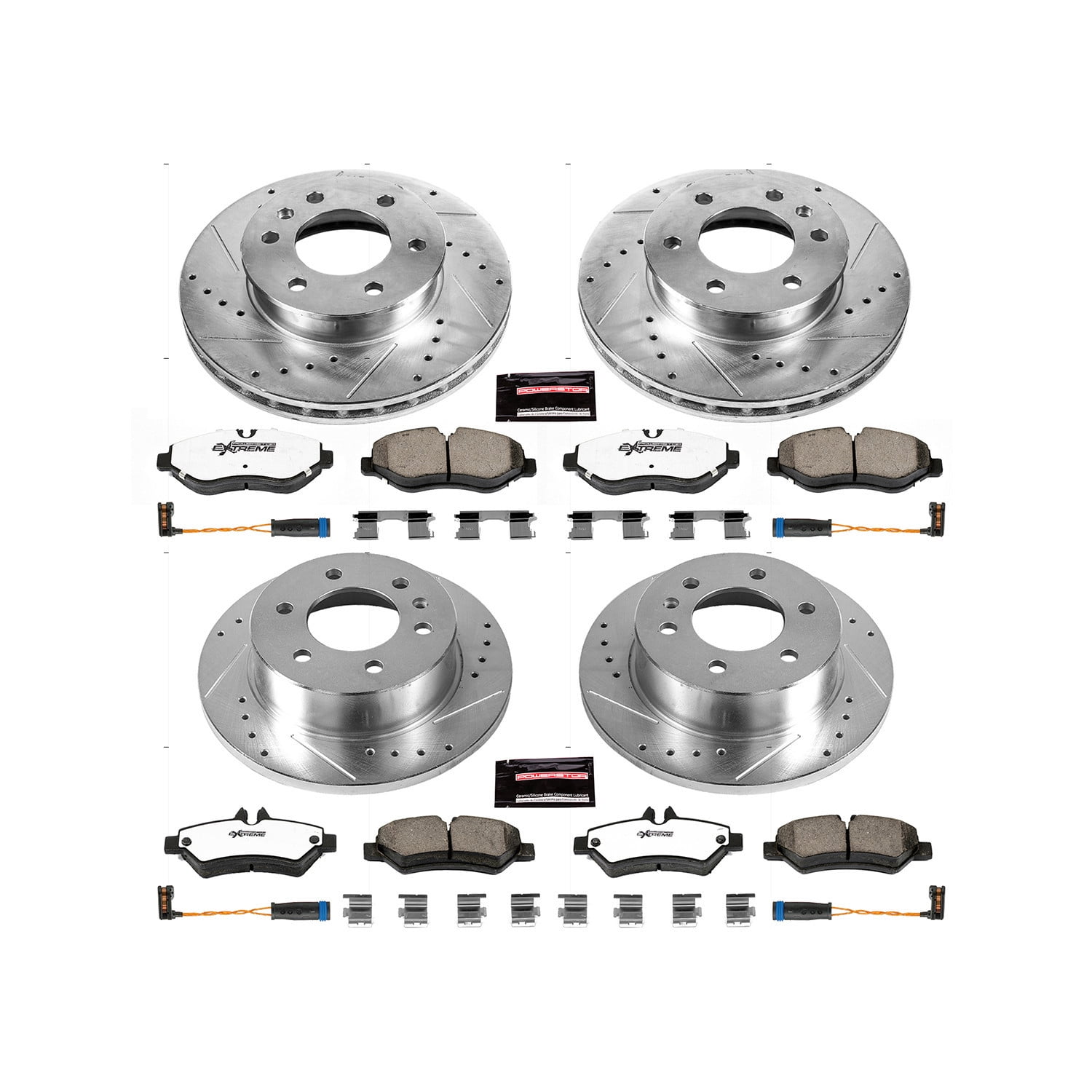 PowerStop Front and Rear Z36 Truck & Tow Carbon-Fiber Ceramic Brake Pad and Drilled and Slotted Rotor Kit Fits: DODGE MERCEDES-BENZ Select Models K6235-36