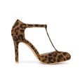 thumbnail image 3 of BLISSFUL STEP Women's Shoes Round Toe Stiletto Heel T-Strap Sandals Leopard 7, 3 of 7