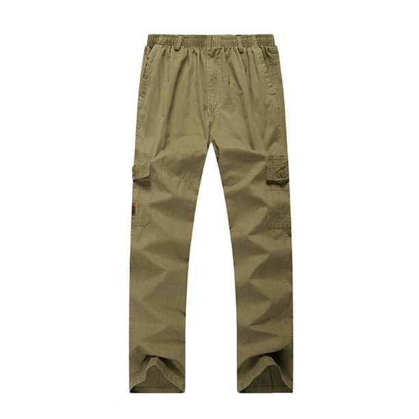 FAROOT Men?s Loose Cargo Pants Elastic Waist Solid Color Work Pants