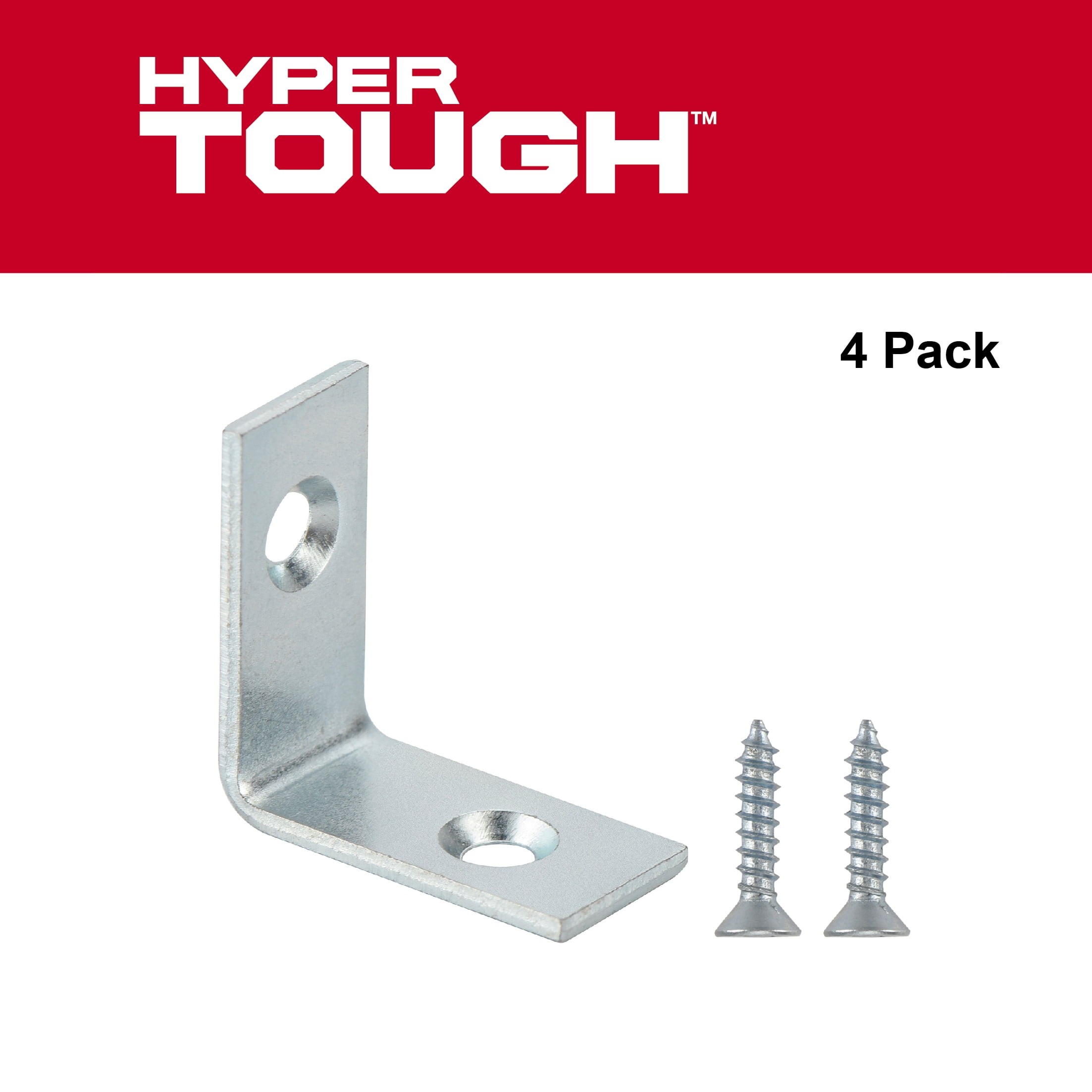 Hyper Tough 1 inch. x 1 inch. Corner Brace, Steel, Zinc Plated (4 Pack)