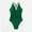 Green, variant on Busydd One Piece Swimsuit for Women Tummy Control Solid Swimwear Deep V-Neck Pleated Back Hollow Bathing Suit