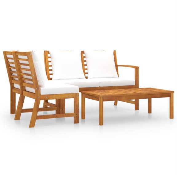 Casafoyer 4 Piece Garden Lounge Set with Cushion Cream Solid Acacia Wood