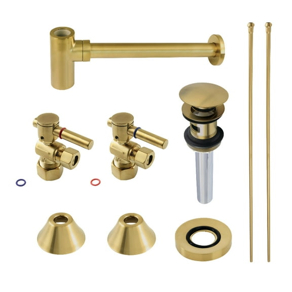 Kingston Brass CC53307DLVOKB30 Standard Mount Modern Plumbing Sink Trim Kit with Bottle Trap and Overflow Drain, Brushed Brass