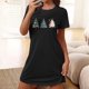 thumbnail image 4 of Camisón corto de talla grande para mujer, camisón de manga corta con estampado de pecho a la moda, camisón para mujer, 4 of 5