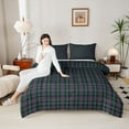 thumbnail image 4 of Homewish Minimalist Plaid Stripes 2pcs Bedding Comforter Set For Female Men Adults,Green Black Pink Twin Comforter Sets,Abstract Geometric Breathable Bedding Set,Luxury Bedroom Decor,Reversible, 4 of 8