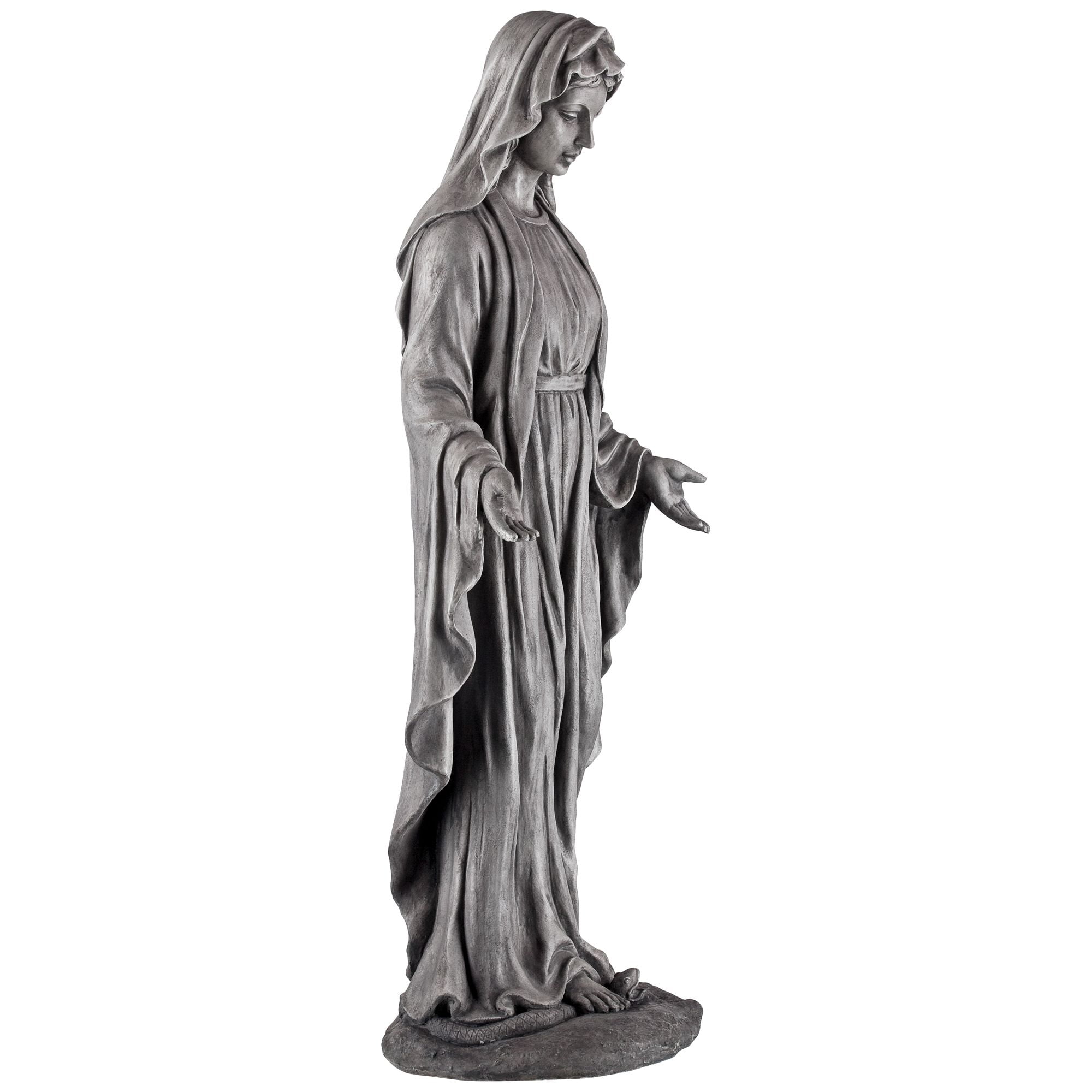 John Timberland Virgin Mary Statue Sculpture Catholic Decor Outdoor Garden Front Porch Patio Gray Stone Finish Ceramic 29" Tall